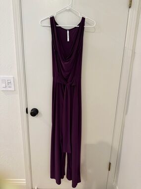 Sleeveless Draped Jumpsuit in Deep Plum